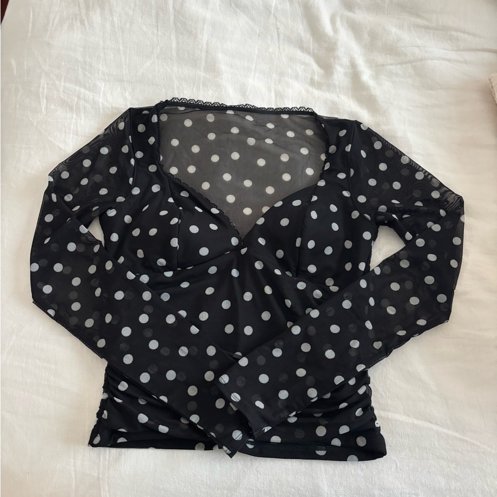 Abercrombie & Fitch Black and White Polka Dot Blouse